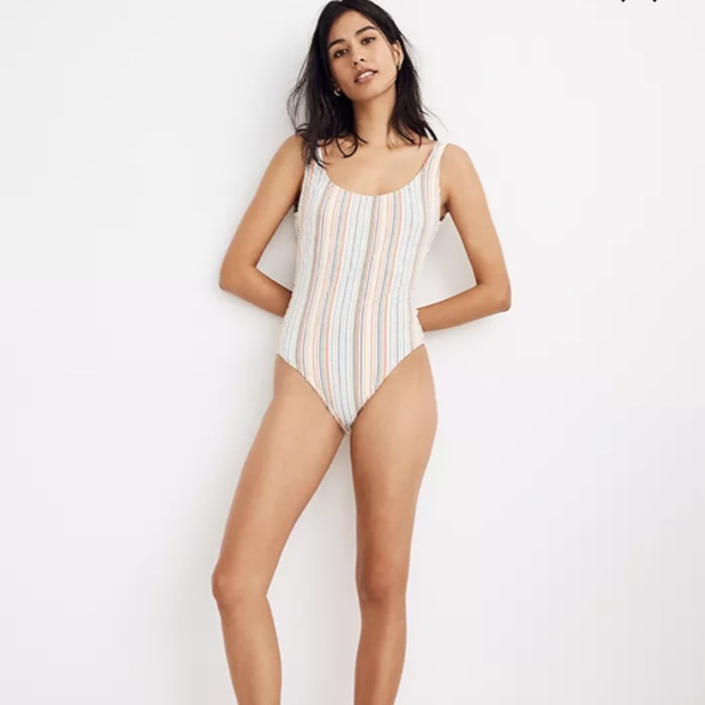 Madewell Second Wave Swimsuit in Rainbow Stripe